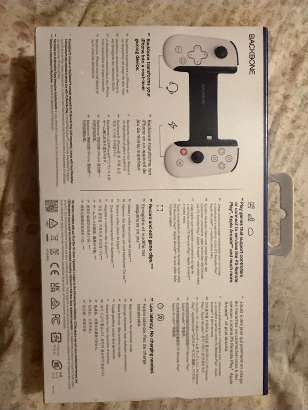 Sony Backbone Mobile Controller — White with Blue Accents